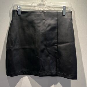 Classic Black Vegan Leather Skirt